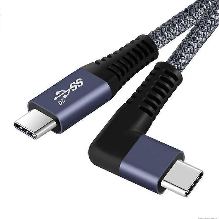 0.5m 100W USB-C to USB-C Braided Cable, Right Angle Type-C Fast Charging Data Cable, 20Gb / s, 4K 60Hz