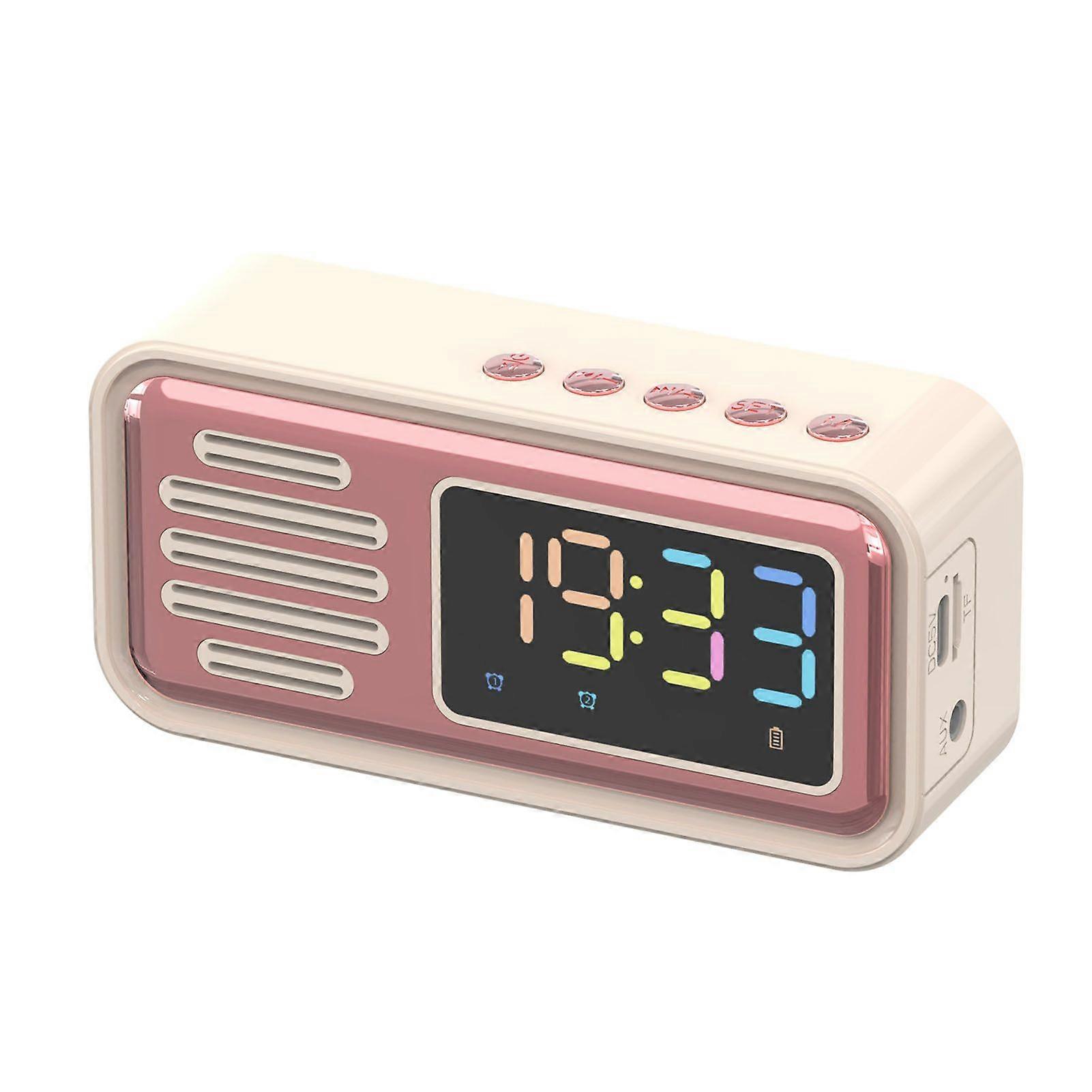SQCLV Bluetooth Speaker Portable Innovative Retro Tabletop Alarm Wireless Speaker with LED Color Screen