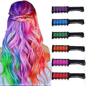 Pente de giz de cabelo de 6 cores, pente de giz de cor de cabelo temporário lavável com luvas e cachecol como presente DIY Cosplay