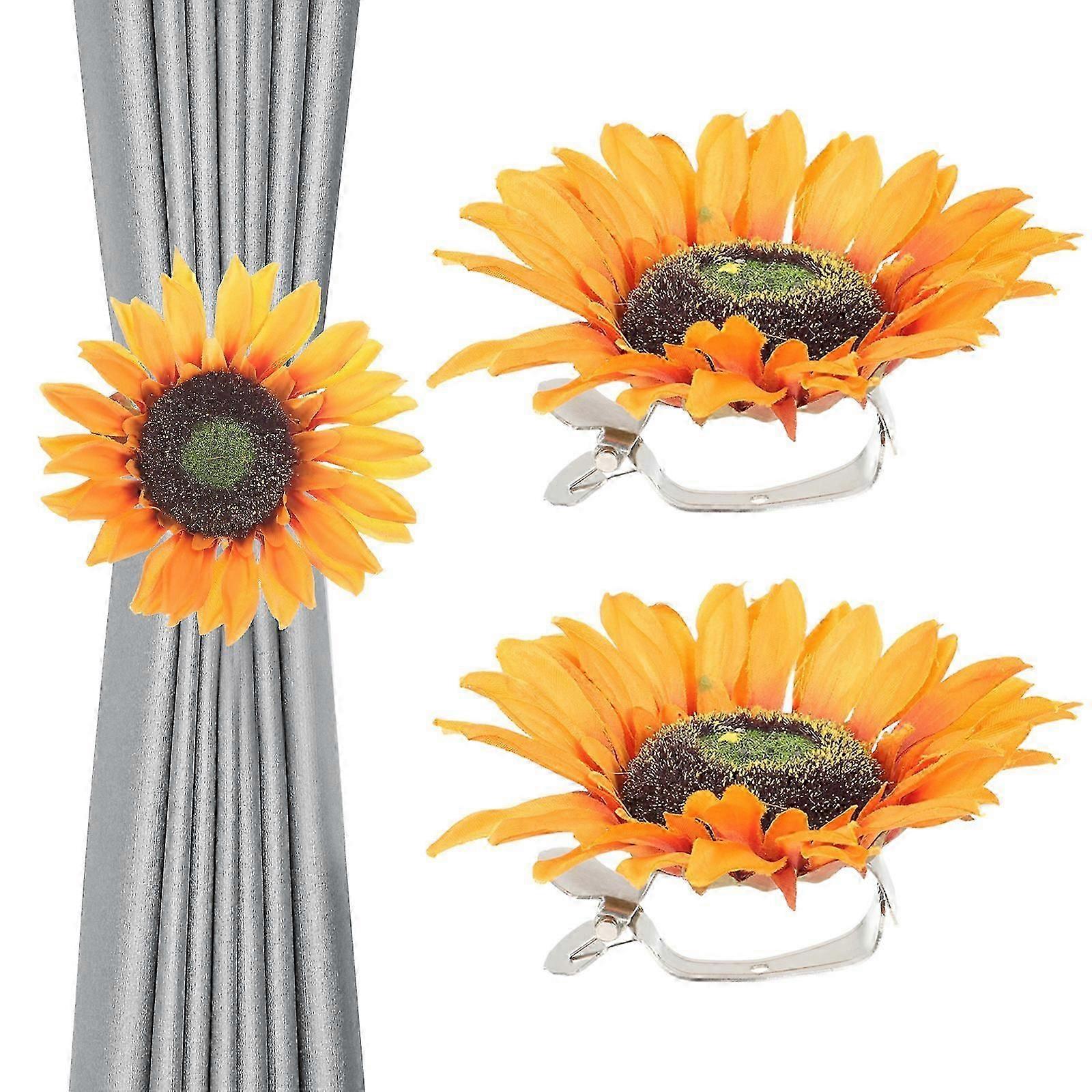 2pcs Sunflower Curtain Holdbacks Curtain Tiebacks Clips Curtain Binding Clip