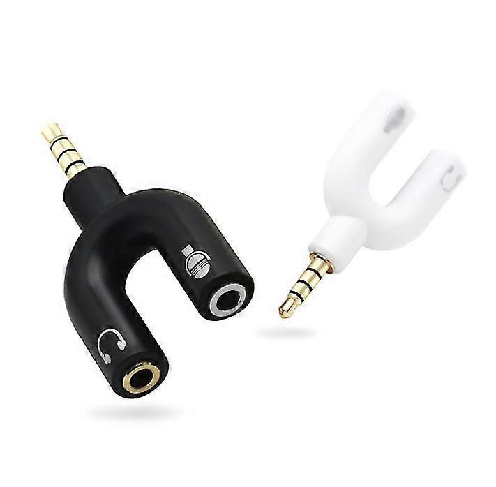 3.5mm Jack U-shape Stereo Audio Mic Headphone Splitter Adapters For Phone Laptop (2PCS)