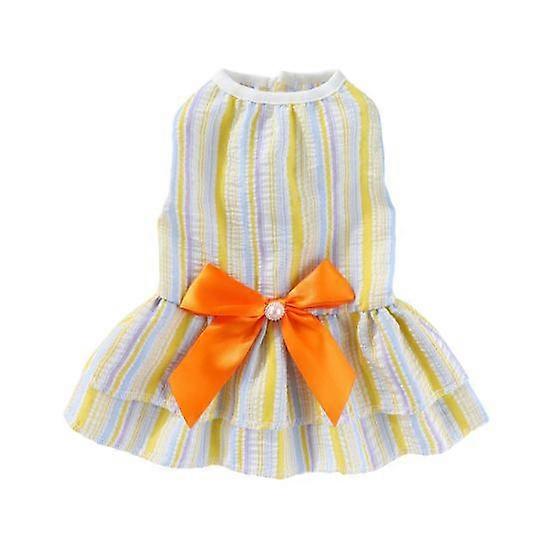 Puppy Princess Dress Striped Butterfly Skirt Pet Dog Outfit Soft Breathable Fabric Pet Skirts for Shih Tzu Fadou Corgi Teddy Bomei Bichon Frise