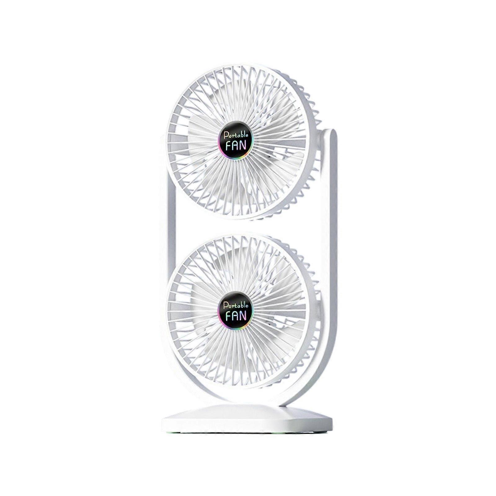 Double Head Two-way Desktop Portable Fan With Three Adjustable Wind Speeds High Wind Power Fan For Home Office Camping And Bedroom Use Comfortable