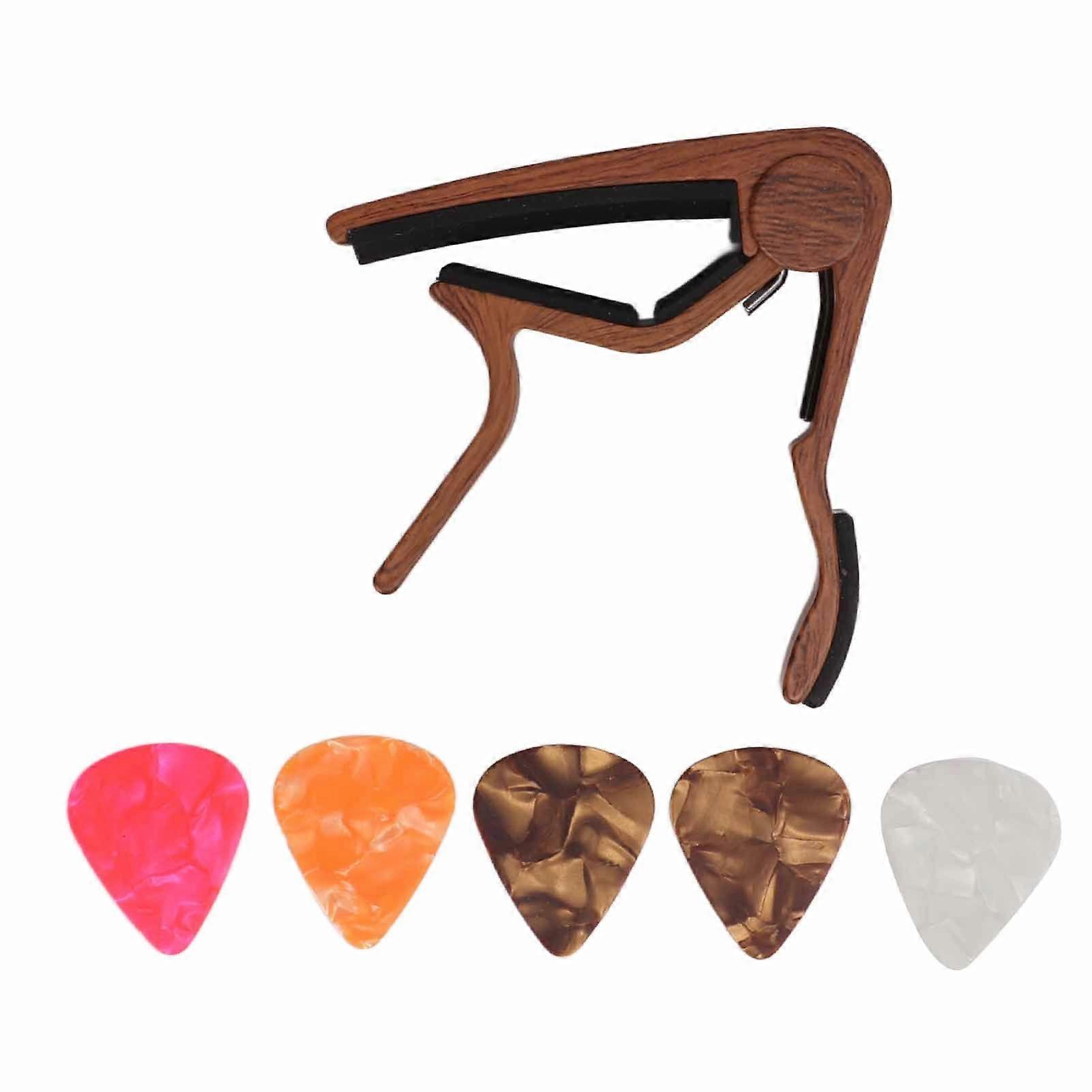 Capo Quick Release String Clip Accessory Set with 5 Piece Bass Banjo Guitar Picks