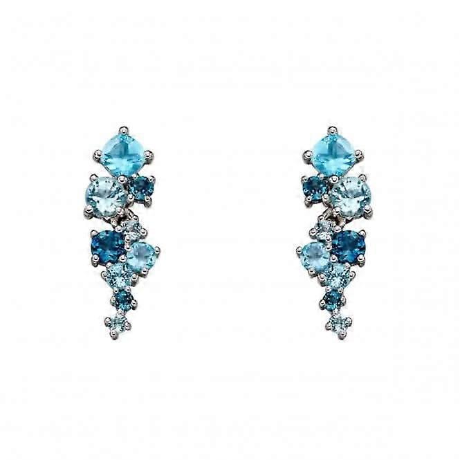 Elements Gold White Gold Blue Topaz Irregular Earrings GE2225T