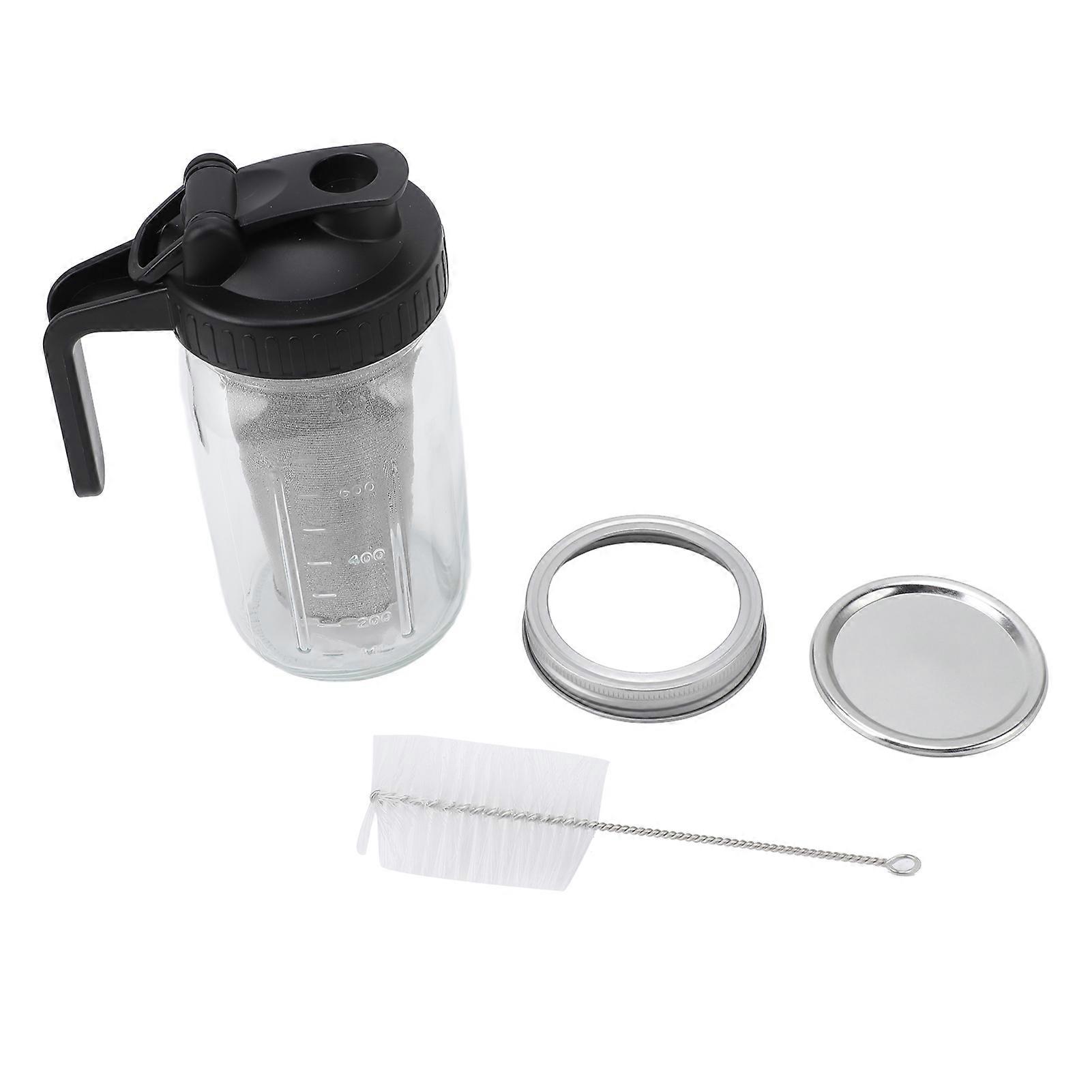 Cold Brew Coffee Pitcher with Stainless Steel Filter, Thick Glass Pitcher with Pour Spout, Lid and Handle, 1000ml