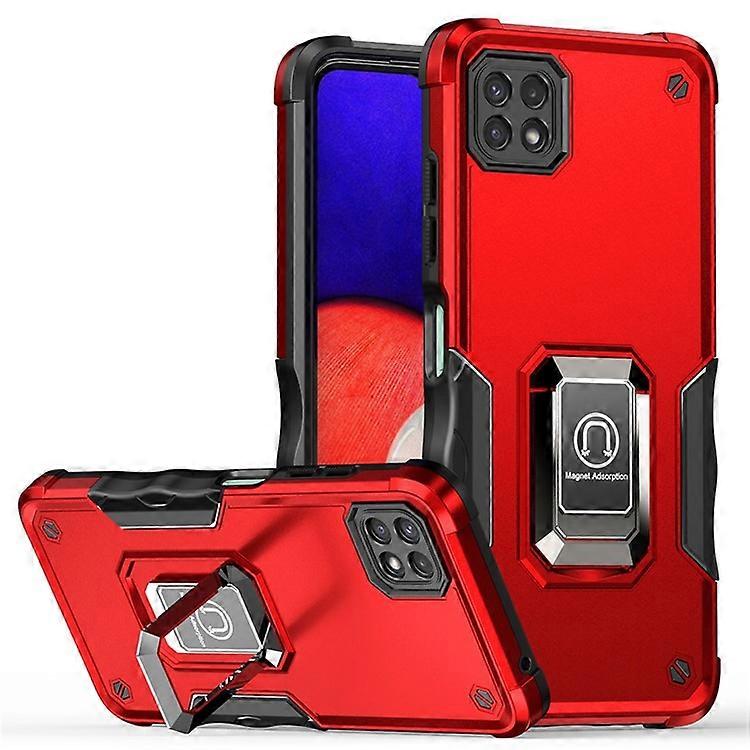 Compatible For Samsung Galaxy A22 5G (EU Version) Hybrid Hard PC Soft TPU Shockproof Protective Case with Ring Car Mount Kickstand