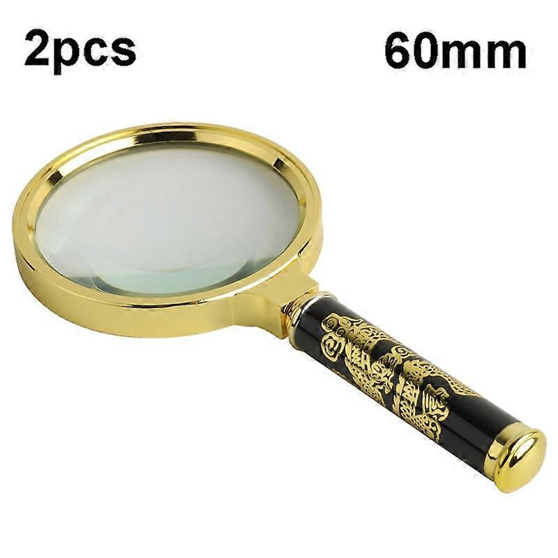 2pcs Elderly Reading Books Handheld Magnifier, Diameter:60mm