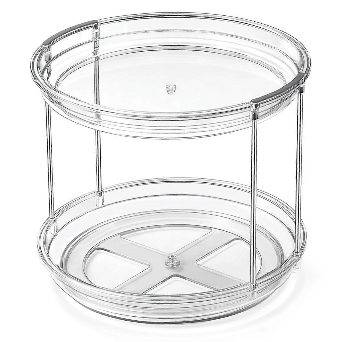 2 Tier Organizer, 9.25Inch Turntable for Cabinet, Stackable Turntable Organizer Rotating Spice Rack