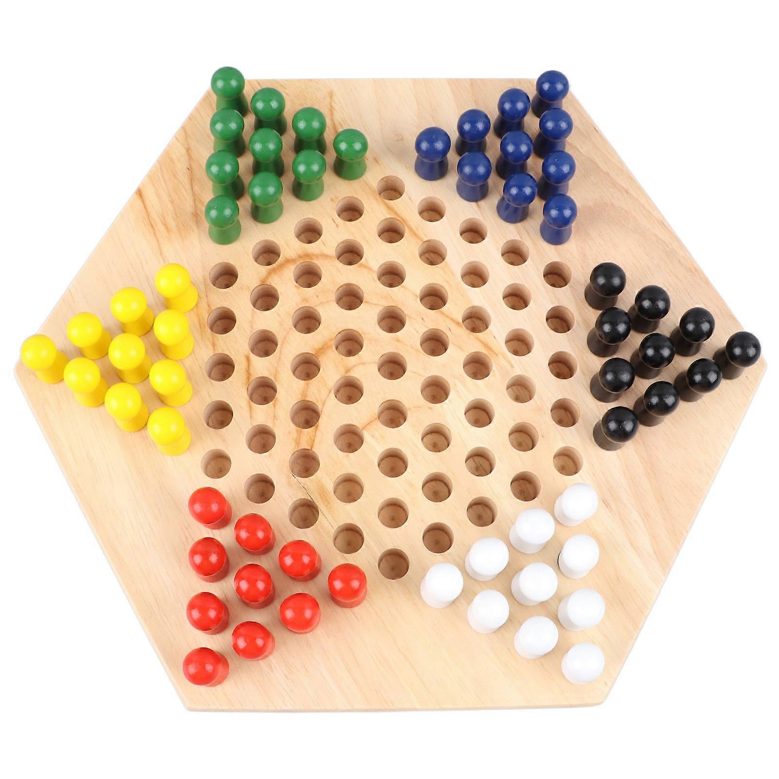 Solid Wood Chinese Checkers Set, Smooth Surface, Logic-Thinking Game