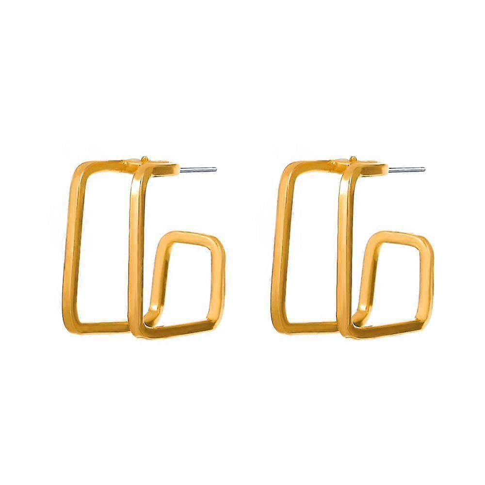 Gold Silver Exaggerated Irregular Square Geometric Earrings Handmade Earrings