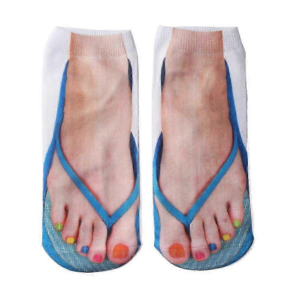 3D Pattern Manicure Print Socks Flip Flop Funny Hidden Running Socks Women