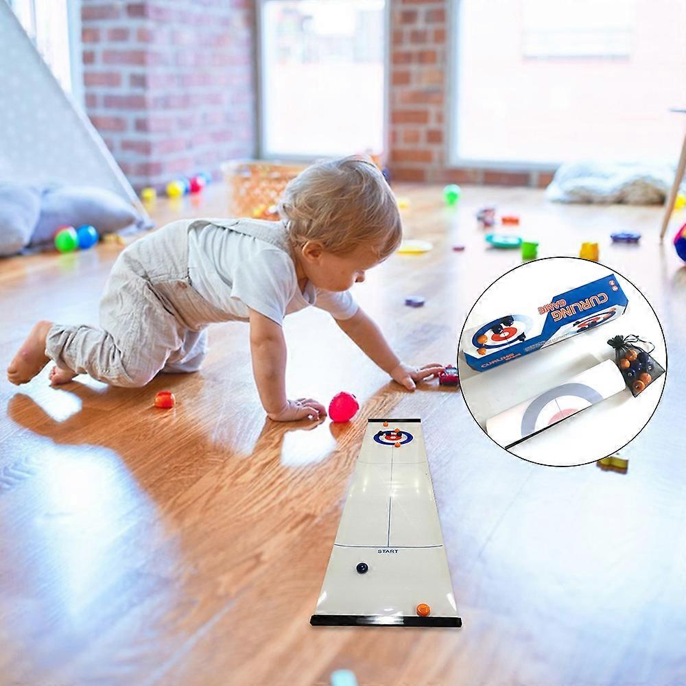 Tabletop Mini Curling Game Set Family Fun Board Games Shuffleboard Pucks with 8 Rolllers