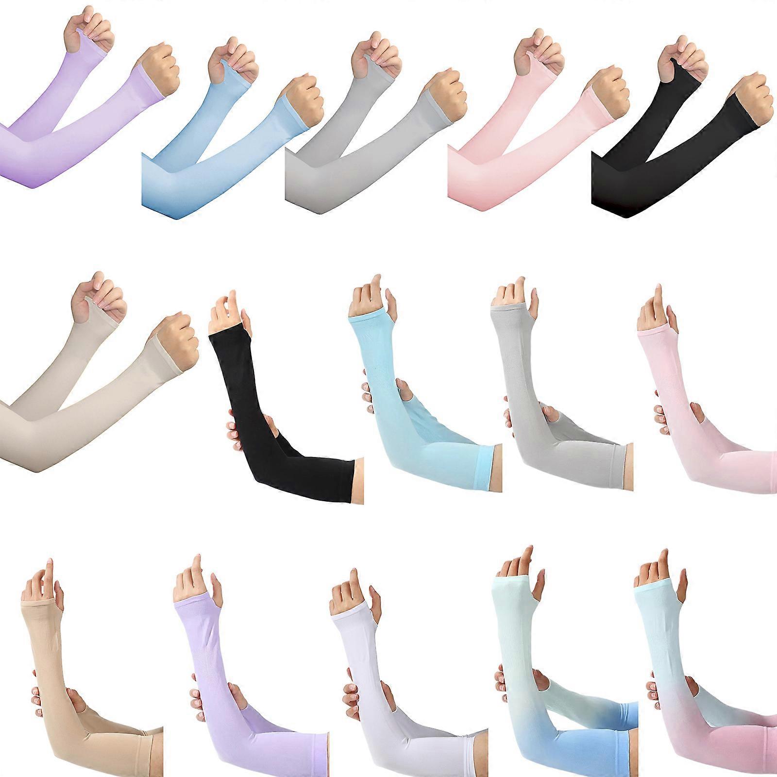 1pair Running Elastic Long Sleeves Cover Up Compression Sleeves Band for Outdoor Activity White