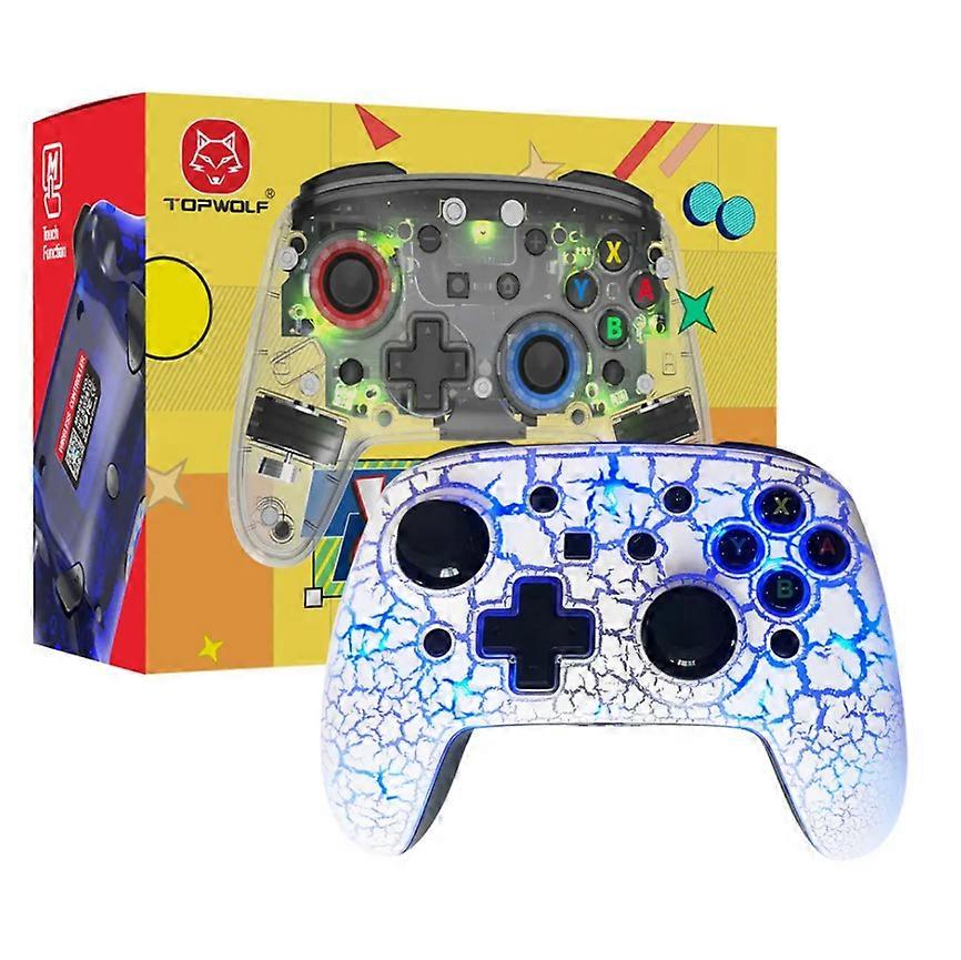 Wireless Switch Controller Compatible with PC/iOS/Android/Lite/OLED, Programmable Back buttons, Adjustable Turbo Function/Vibration(Cracked White)