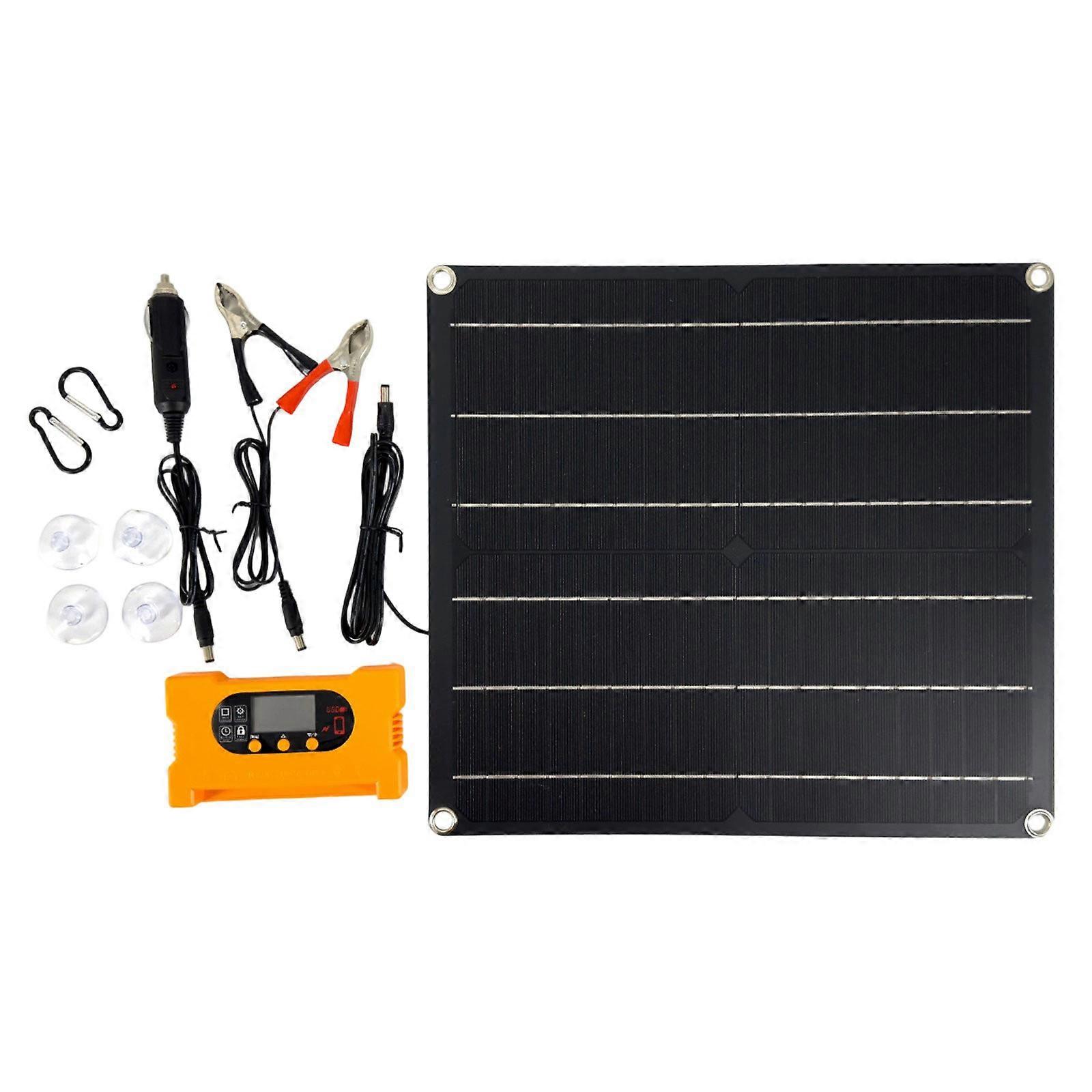 25W 18V Monocrystalline Solar Panel Kits Battery Unfettered Direct Drive Solar Panel with Controller Emergencies Power