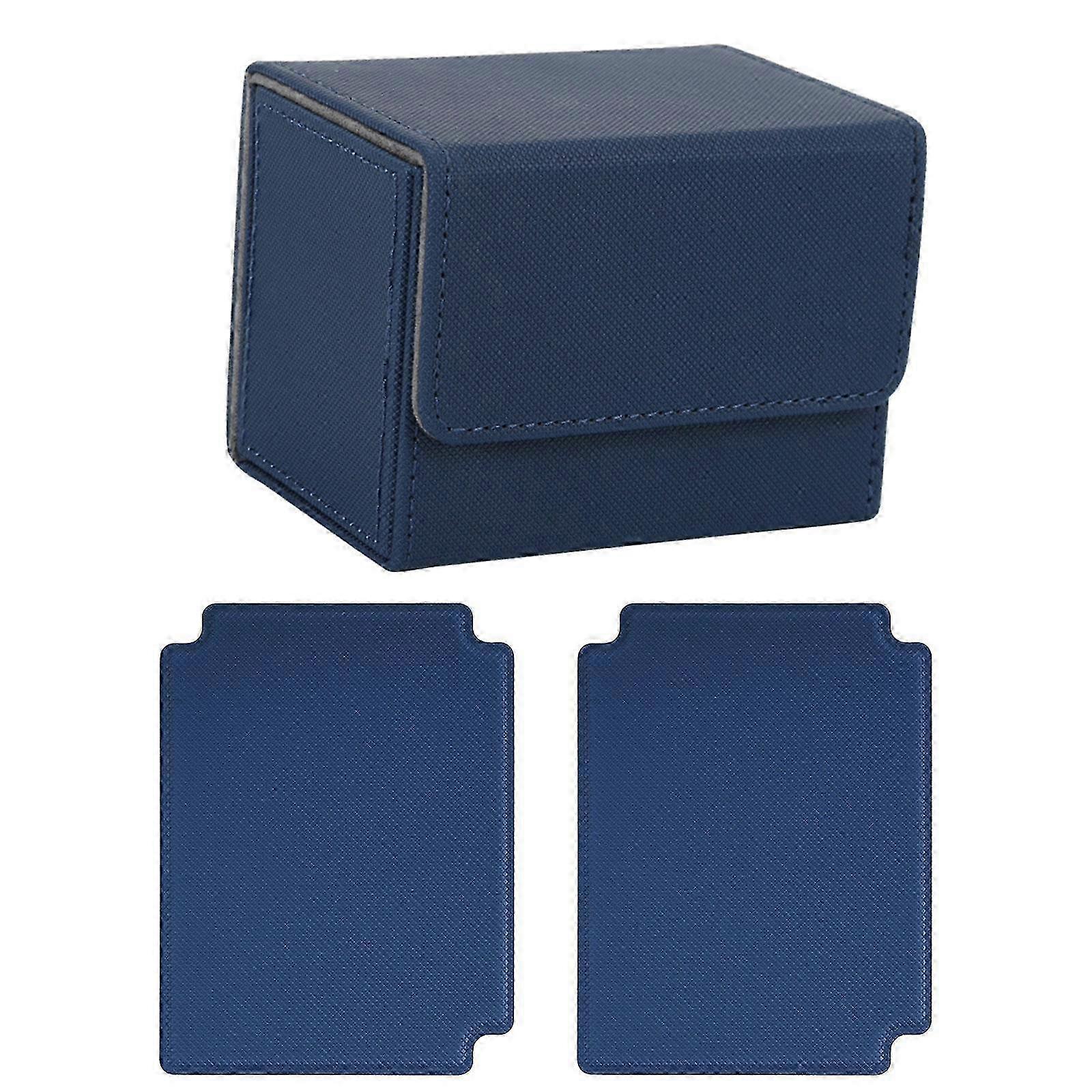 Trading Card Deck Box Cards Case Sturdy Game Cards Protector with 2 Dividers-color: dark blue