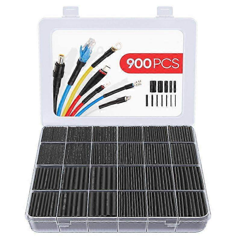 900pcs Black Heat Shrink Tubing Heat Shrink Tubing Heat Shrinkable Sleeve Shrinkable Tubing for Electrical Wire 12 Sizes 1-13mm