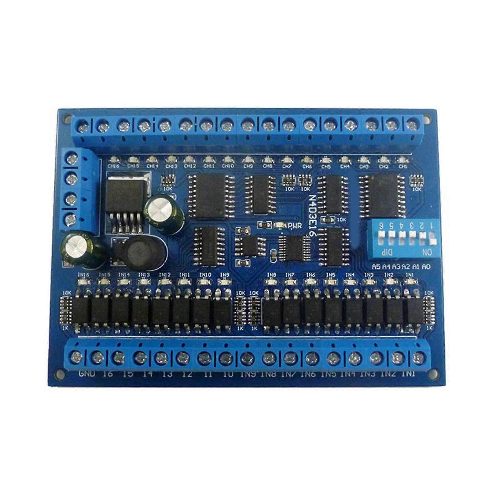 DC12V 24V 16 Input 16 Output RS485 Remote Control Switching PLC IO Expansion Board RTU Module Multicolor