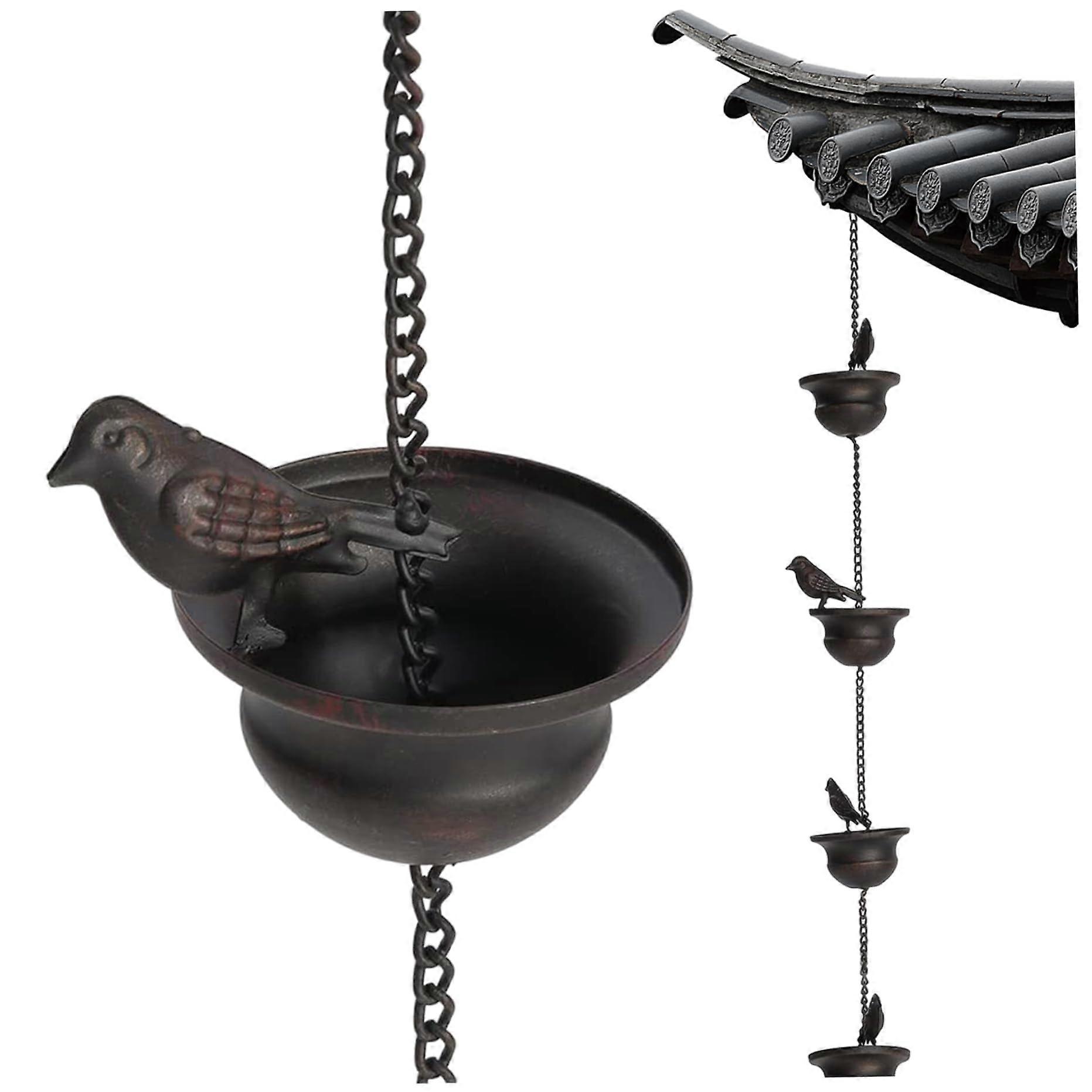 Rain cha for gutters, 2, 4 m metal hanging rain catchers 8 with bird cups, rustresistant decorative garden hangers, cha for outdoor tips
