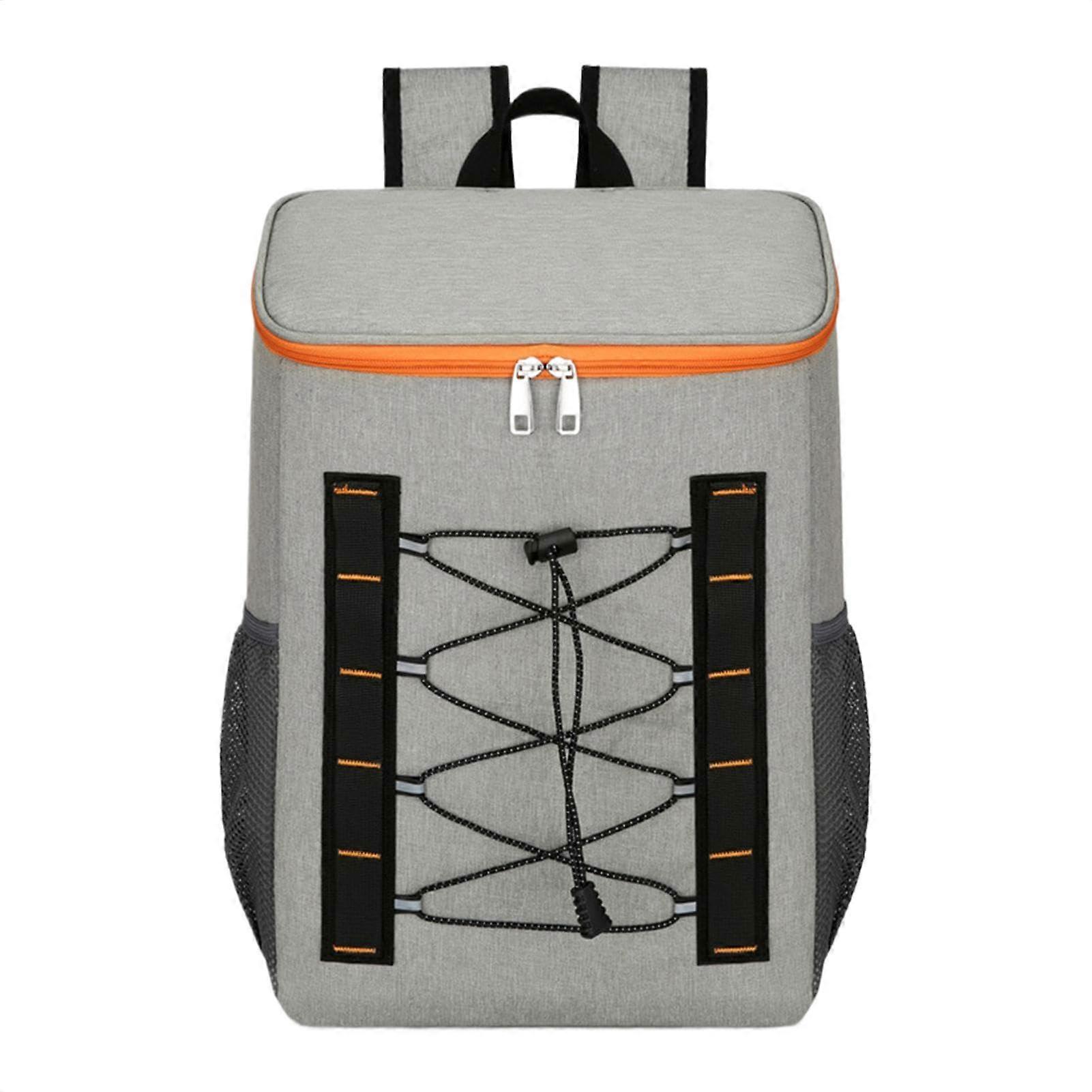 Isolated Cooler Backpack  Leakproof Ice Compartment Gray Orange