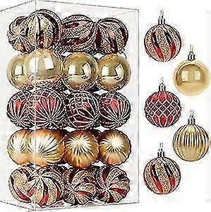 クリスマスツリーオーナメント30個60mmオーナメント、飛散防止ボールクリスマスツリーハンギングオーナメント、ホリデーパーティーカラフルなクリスマスオーナメント、プレ