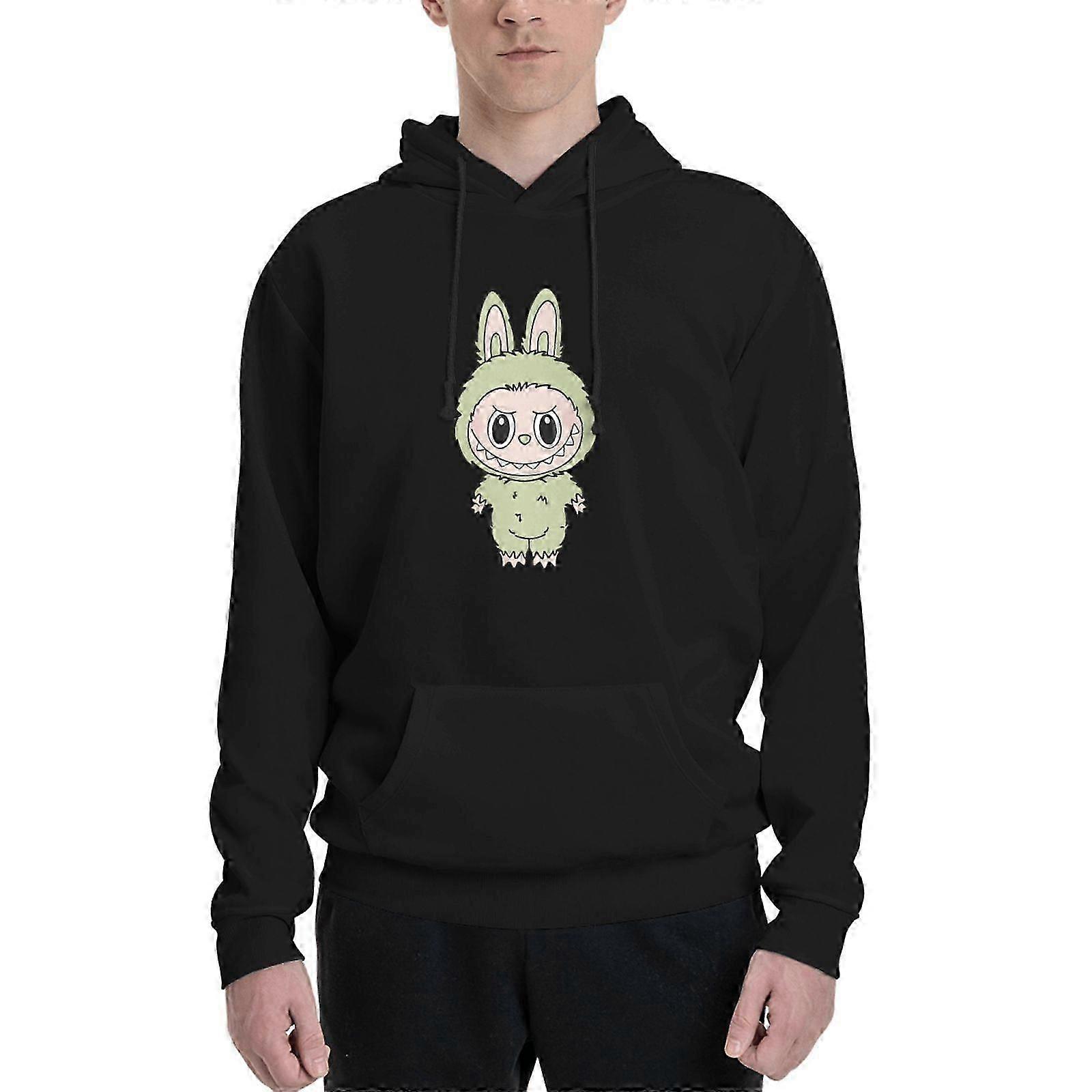 Grønn Labubu Character Hettegenser - Morsom grafisk genser for menn