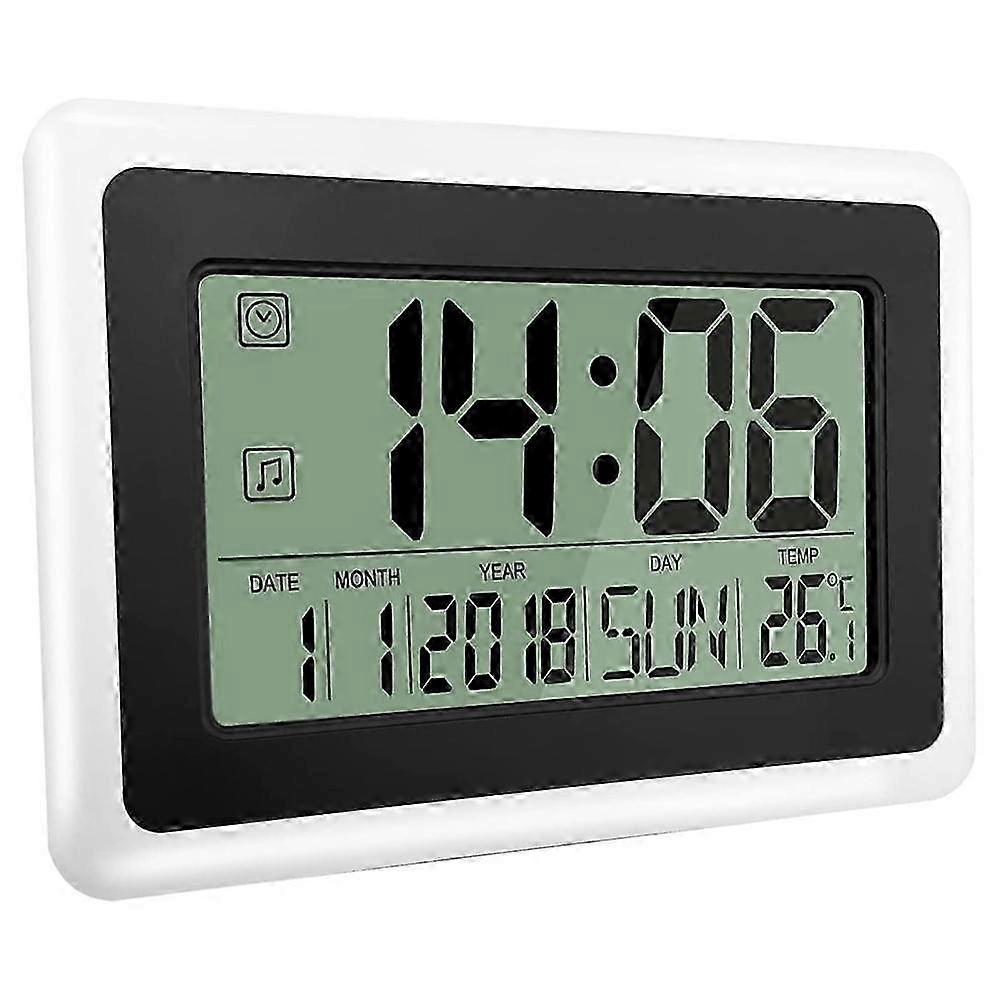 Digital Clock with Calendar & Temperature, LCD Screen with Extra Digits, Easy to Read and Set