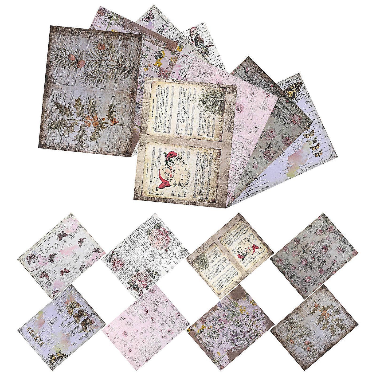 16pcs Hand Account Decorative Papers Diy Scrapbook Material English Background Papers