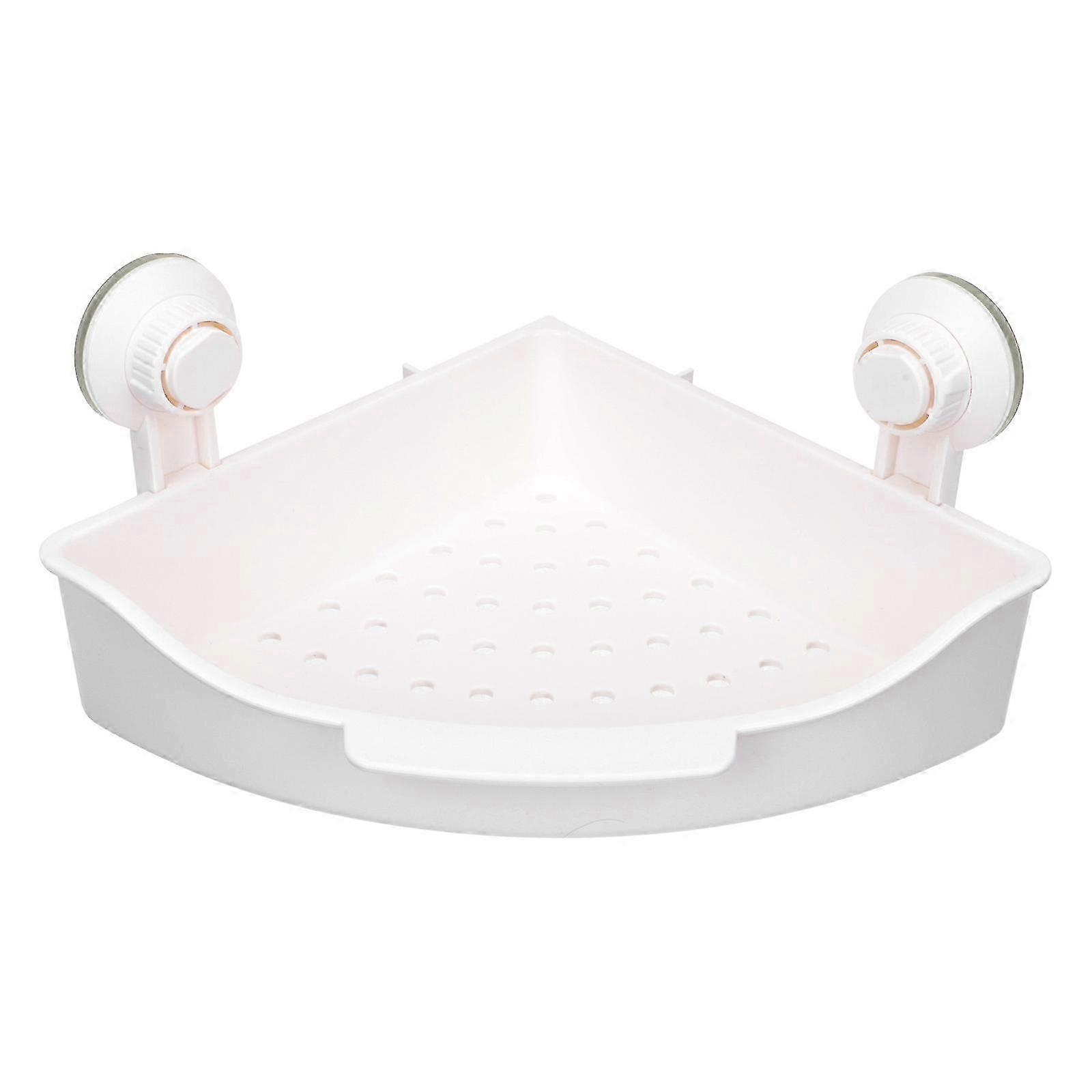 1 Set White Bathroom Suction Cup Tripod Corner Storage Rack 29.5x22cm
