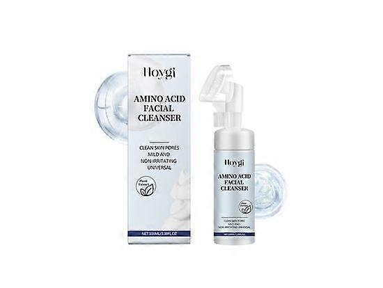 Amino Acid Facial Cleanser, Gentle Foaming Face Wash, Deep Cleansing Facial Cleanser with Brush, Moisturizing & Non-Irritating & Oil Control