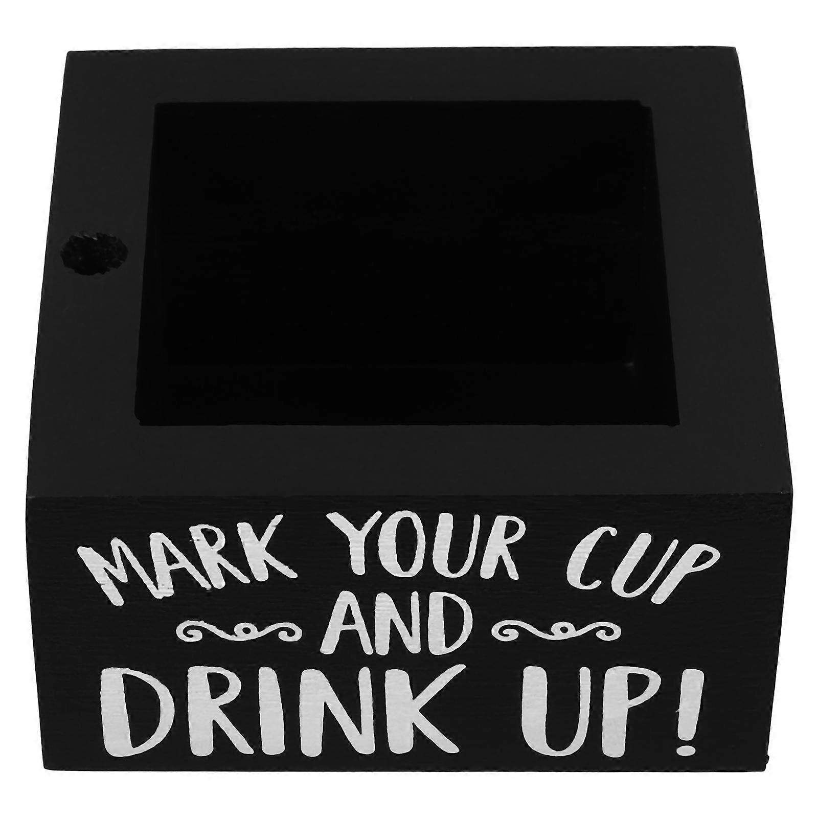 Wooden Cup Holder Rack with Pen Holder, Countertop Bar Storage for Paper Cups, Easy Clean, Stable Structure, Single Row Design, Ideal for Parties and