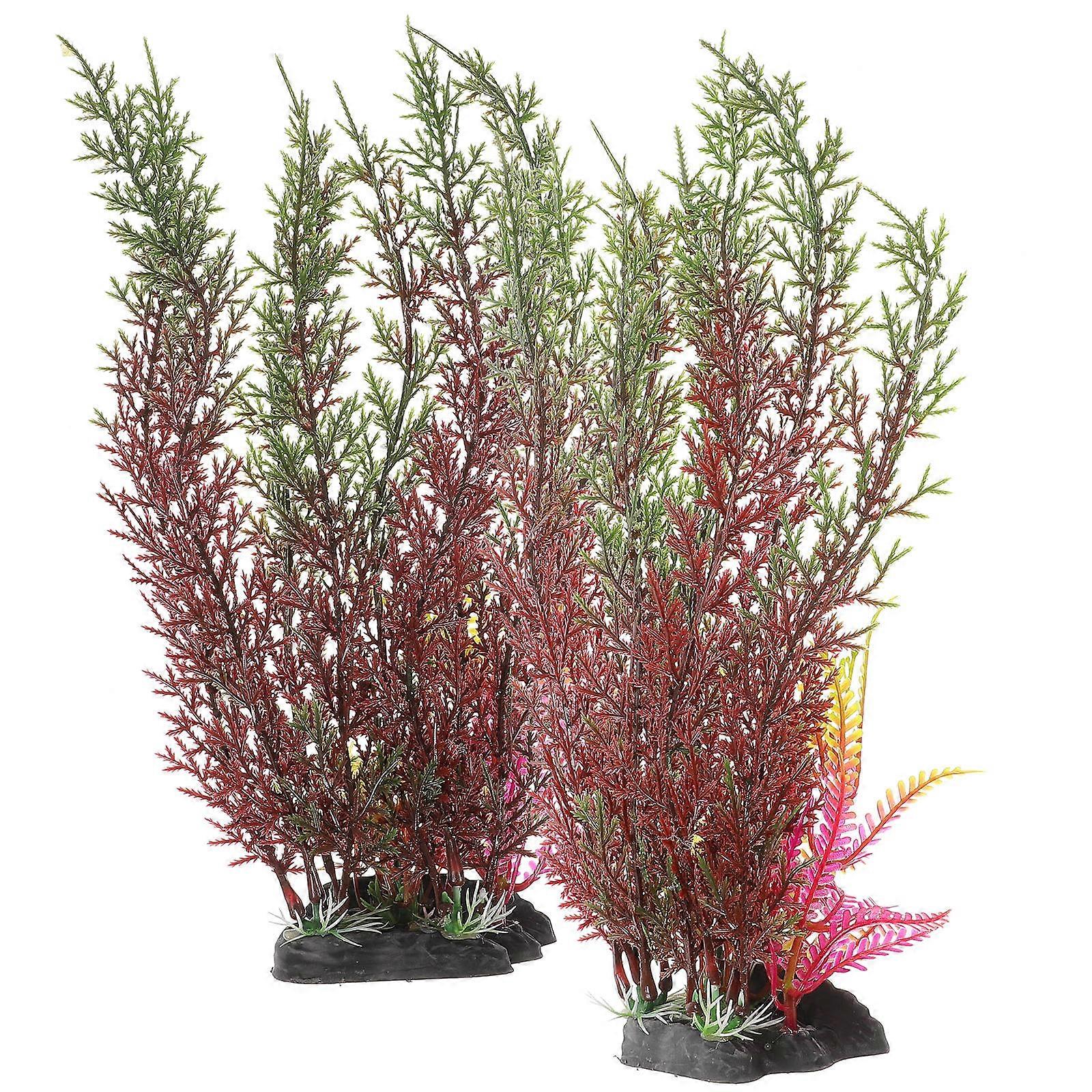 Creative Artificial Plant 2Pcs Multi Plastic Fish Tank Decorations Easy Placement
