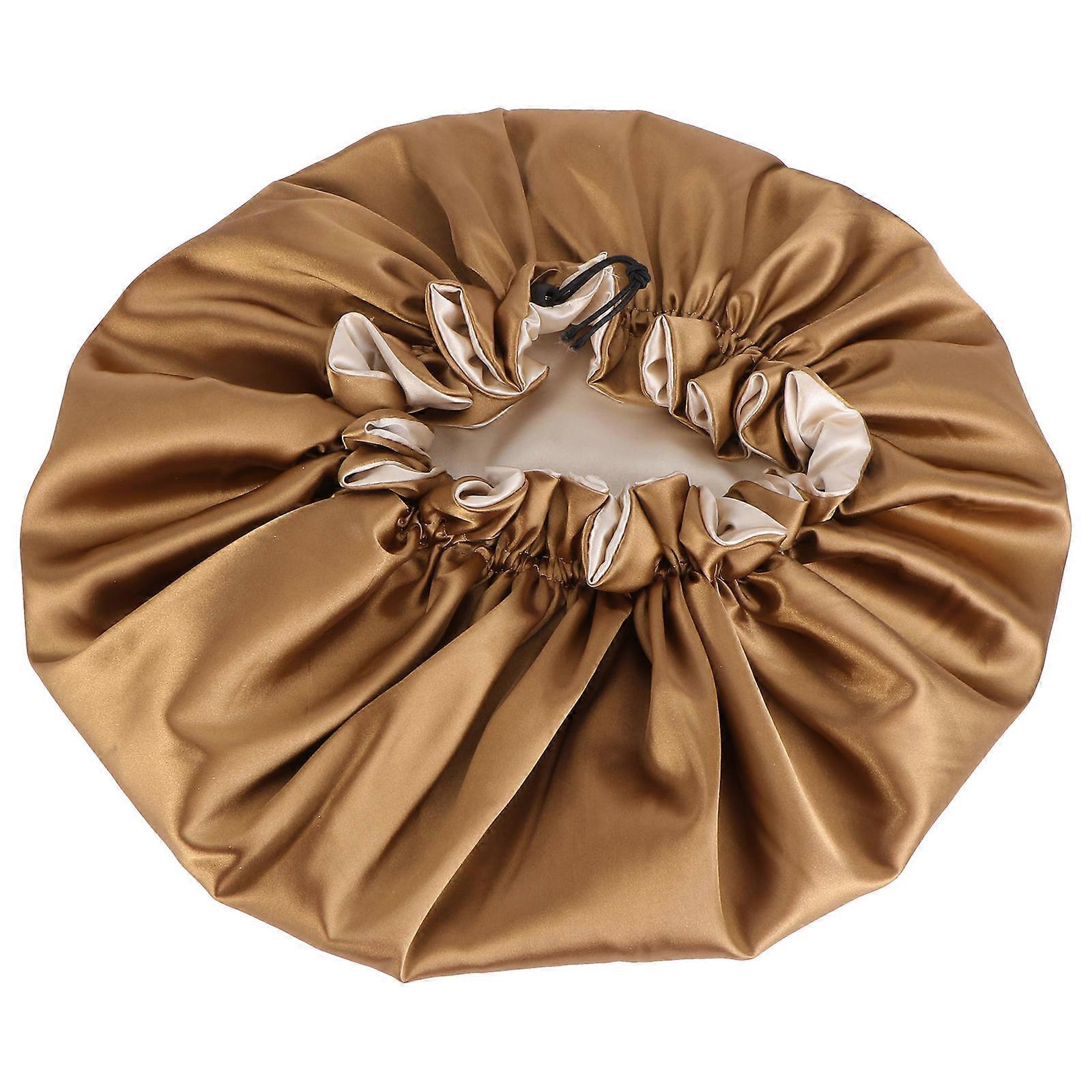 Bath Hat For Double Layer Shower Cap Imitated Silk Fabric Diameter 37cm 1Set