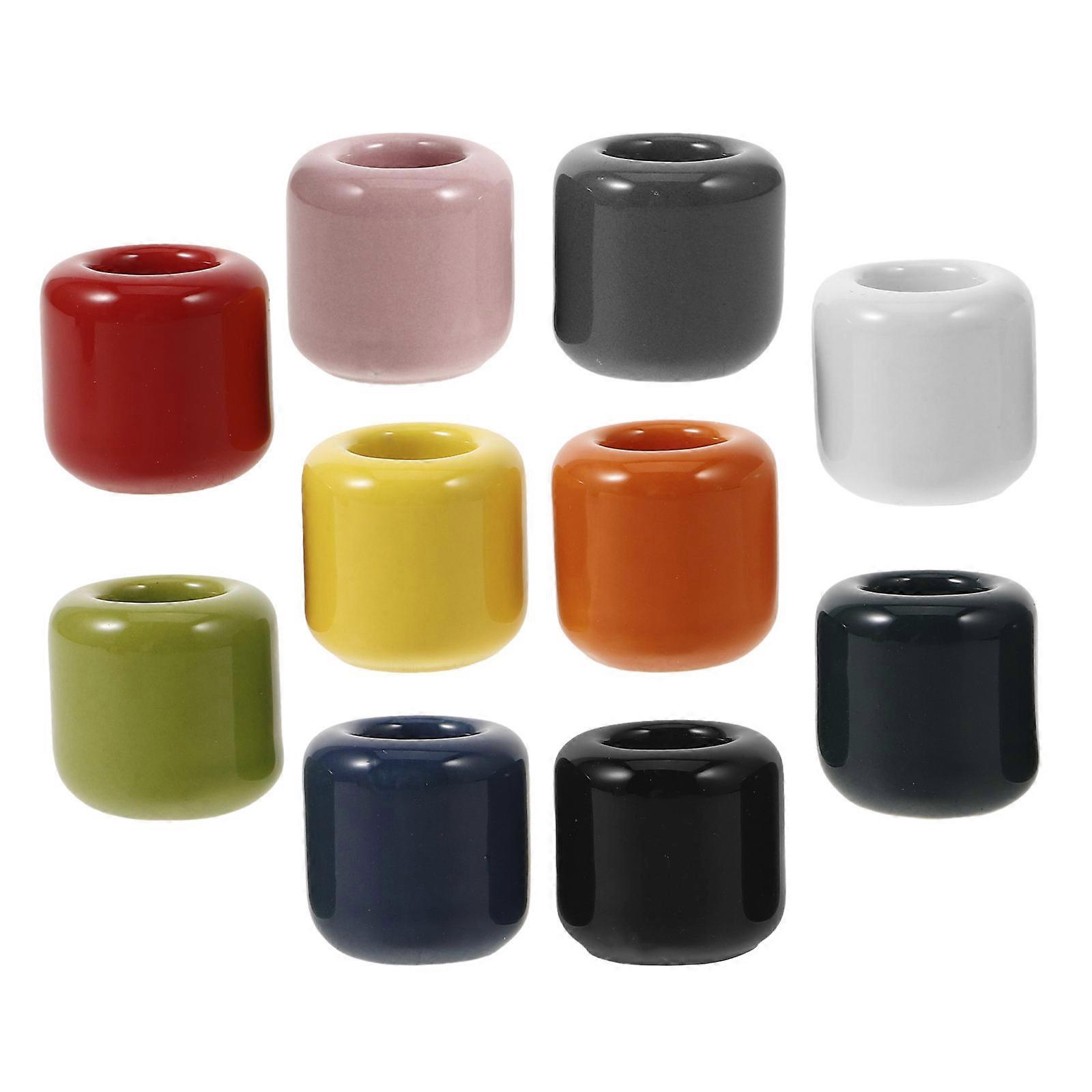 Ceramic Candlestick Holders Elegant Design Preventing Wax Dripping Tabletop Candle Stick Home Decor 10Pcs
