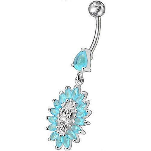Jewelled Dangling Fancy Glitter λουλούδι ss μπανάνα μπαρ κοιλιά δαχτυλίδι σώμα κοσμήματα