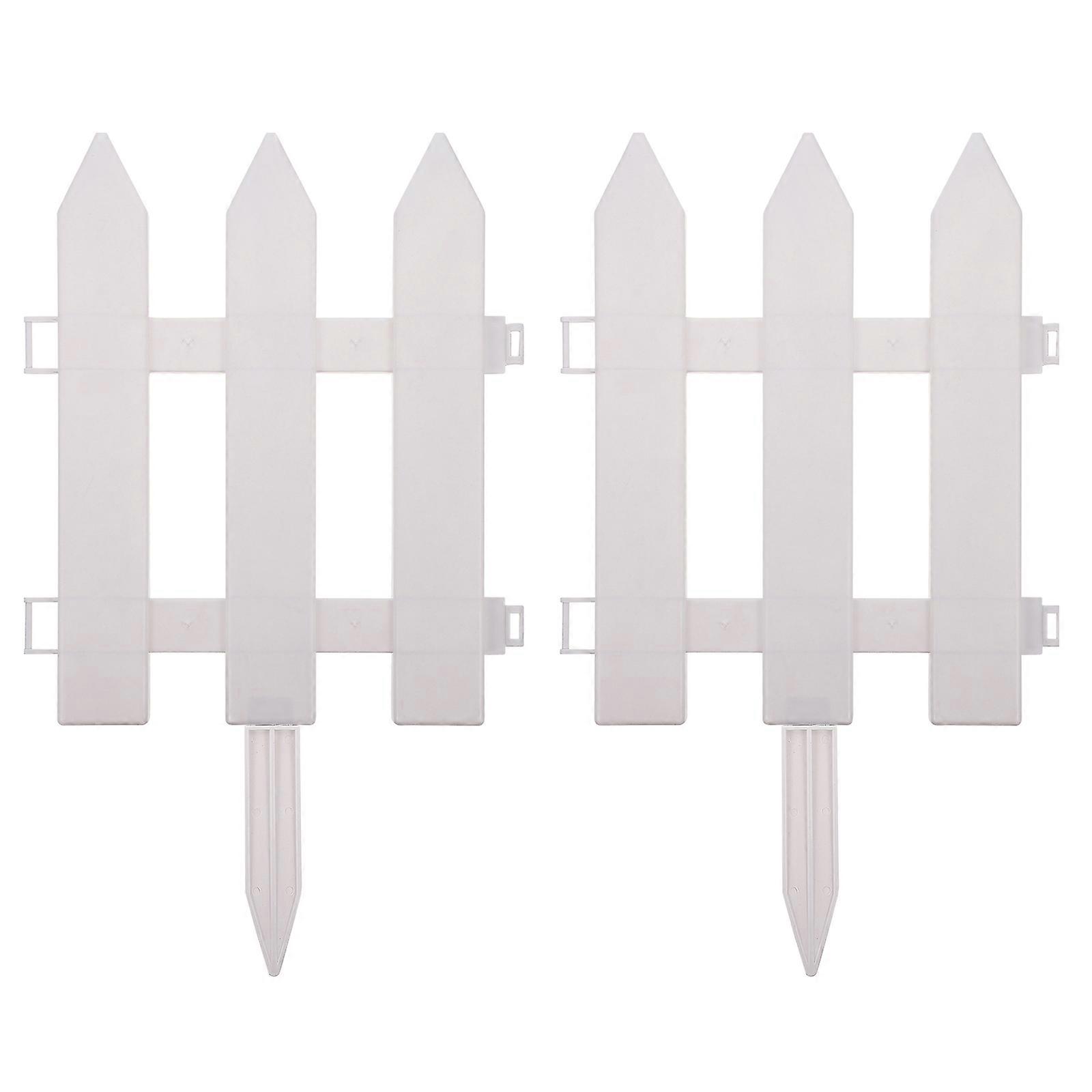 Flowerbed Picket Fence Simple Style White Plastic For Driveways 2Sets