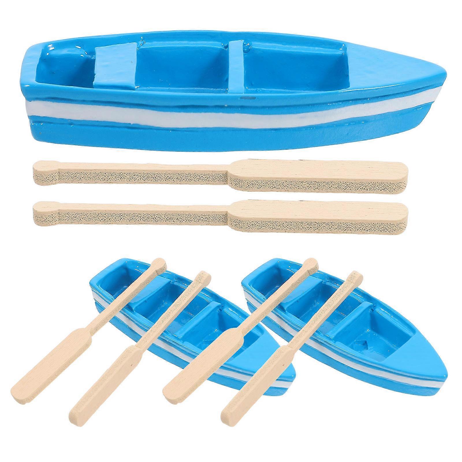 3 Sets Micro Landscape Ornament Resin Boat Model Adornment for Bonsai Decor