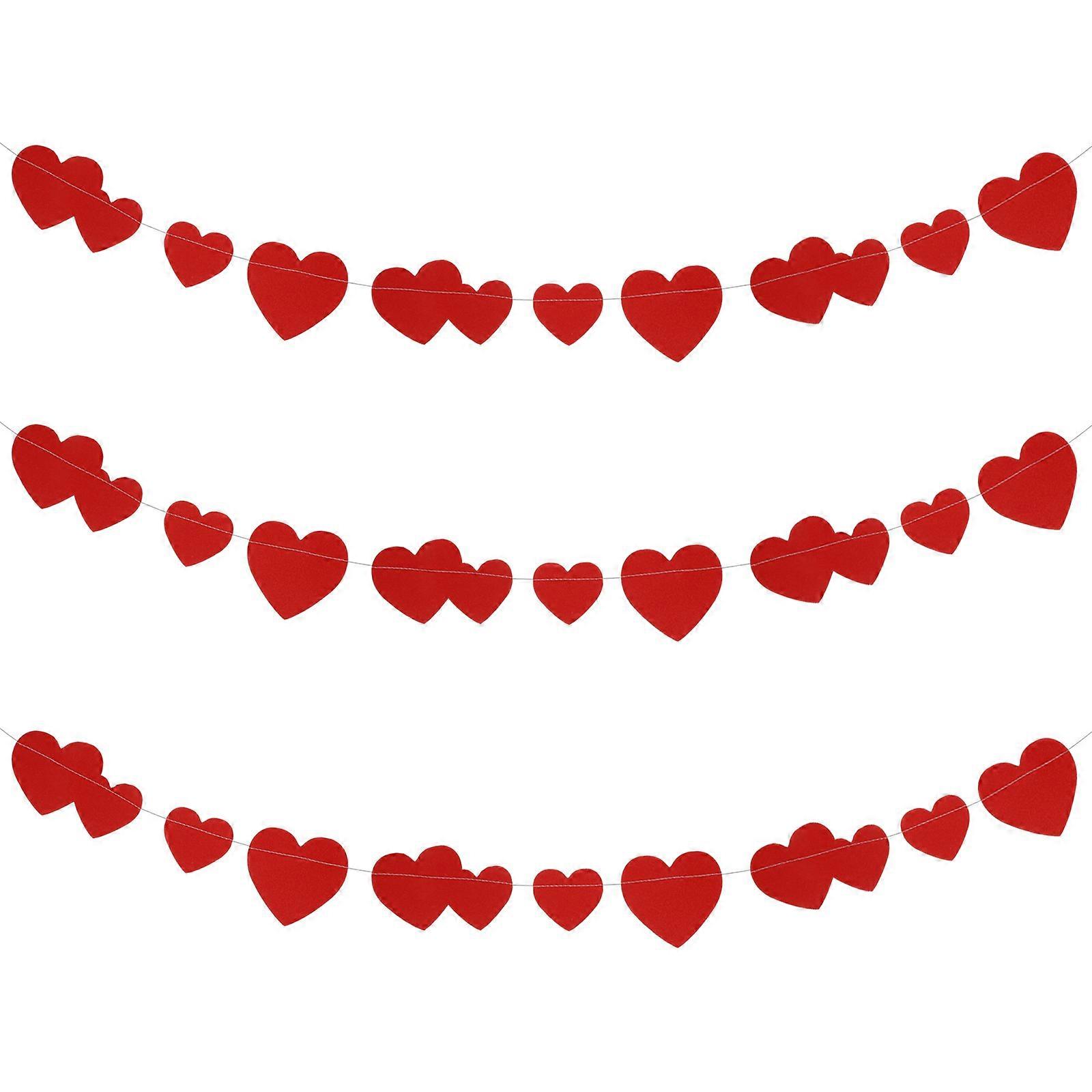 Delicate Heart Shaped Hanging Banner Paper String Banner Classic Chic Style 3Pcs