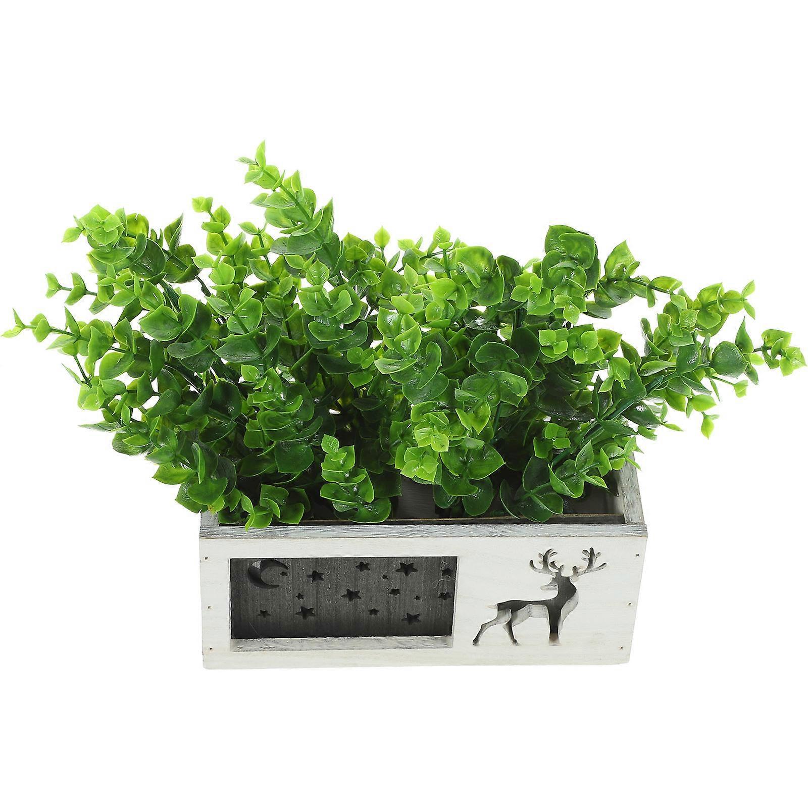 Indoor Simulation Flower Artificial Flower Pot Club Decor Easy to Maintain Square Base 22x17.5cm 1Set