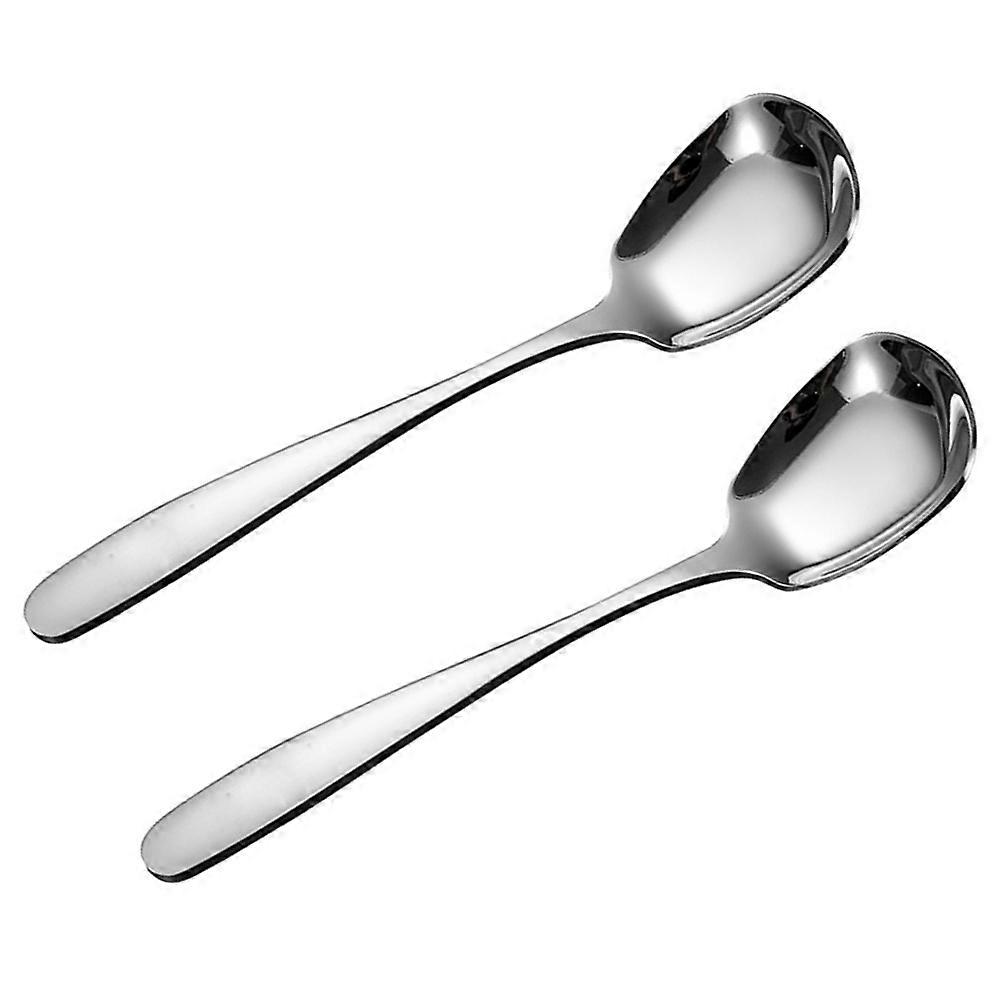 Unique Spoons Tasting Spoon Rust Resistance Easy to Clean Dishwasher Safe 2Pcs for Students Family Friends in Silver Color