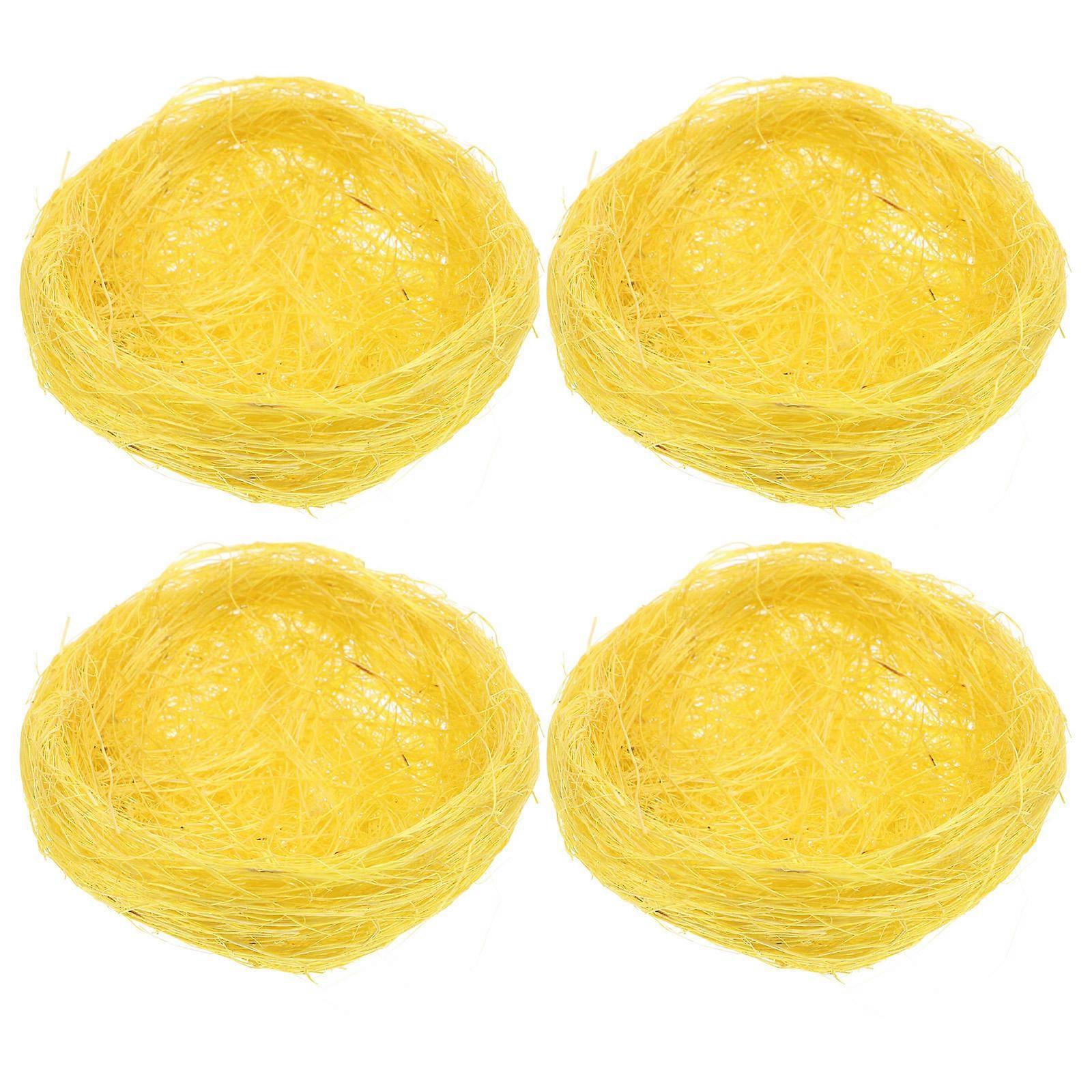 4pcs Handmade Jute Bird Nest Miniature Decor for Crafts, Durable, Breathable, Flexible Garden Ornament