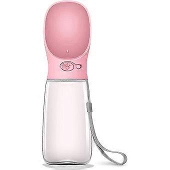 Hond Waterfles Lekvrije Draagbare Puppy Water Dispenser met Drinkvoeder voor Huisdieren Buiten Wandelen Wandelen Reizen Food Grade Plastic (19oz Roze)