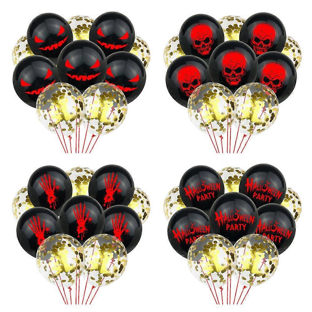 Halloween Party Balloon Assorted Color Skull Smiling Face Decorative Balloon 40Pcs