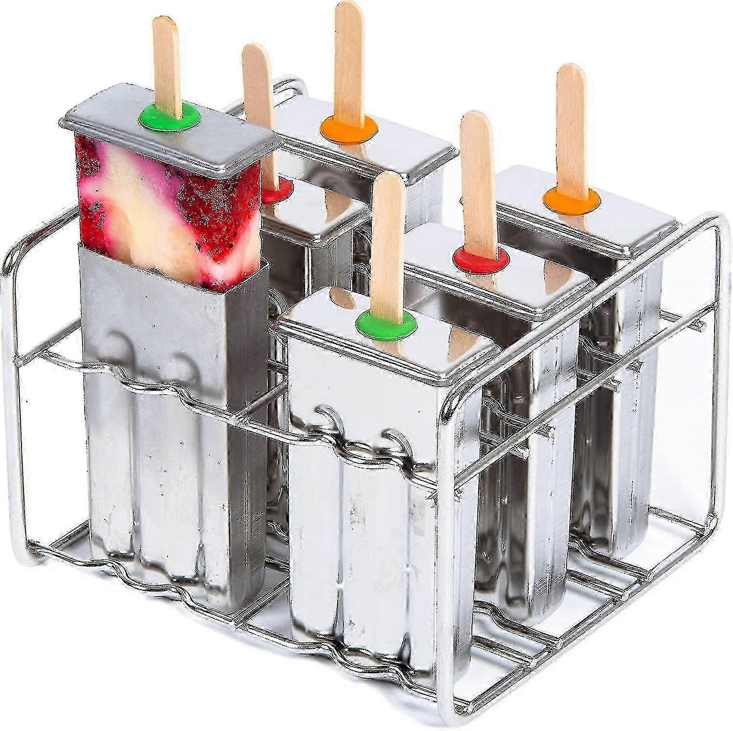 Machine à sucettes glacées en acier inoxydable Easy Kids Popsicles Moules Set 6 Bpa Free Square Edge Design
