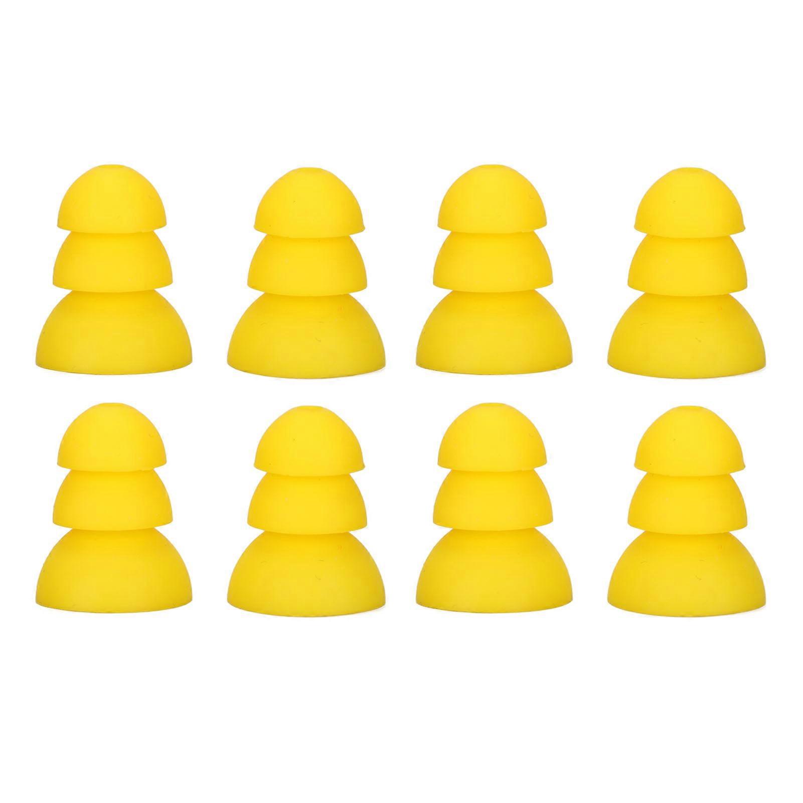 8 Pack 3-Layer Soft Silicone Replacement Eartips for BTE ITE Hearing Aids, Yellow