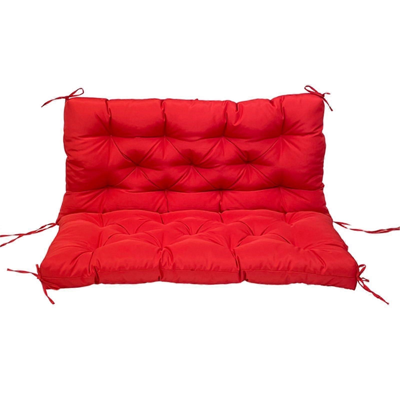 Swing Cushion Replacement Waterproof Cushion With Straps And Backrest 40x40 Red 2-3-Seater Washable Bench Cushions