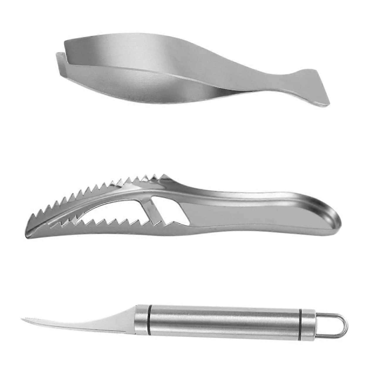 1 Set Fish Skin Descaler with Fish Scale Remover, Bone Tweezers, and Shrimp Deveiner for Quick and Seafood Preparation