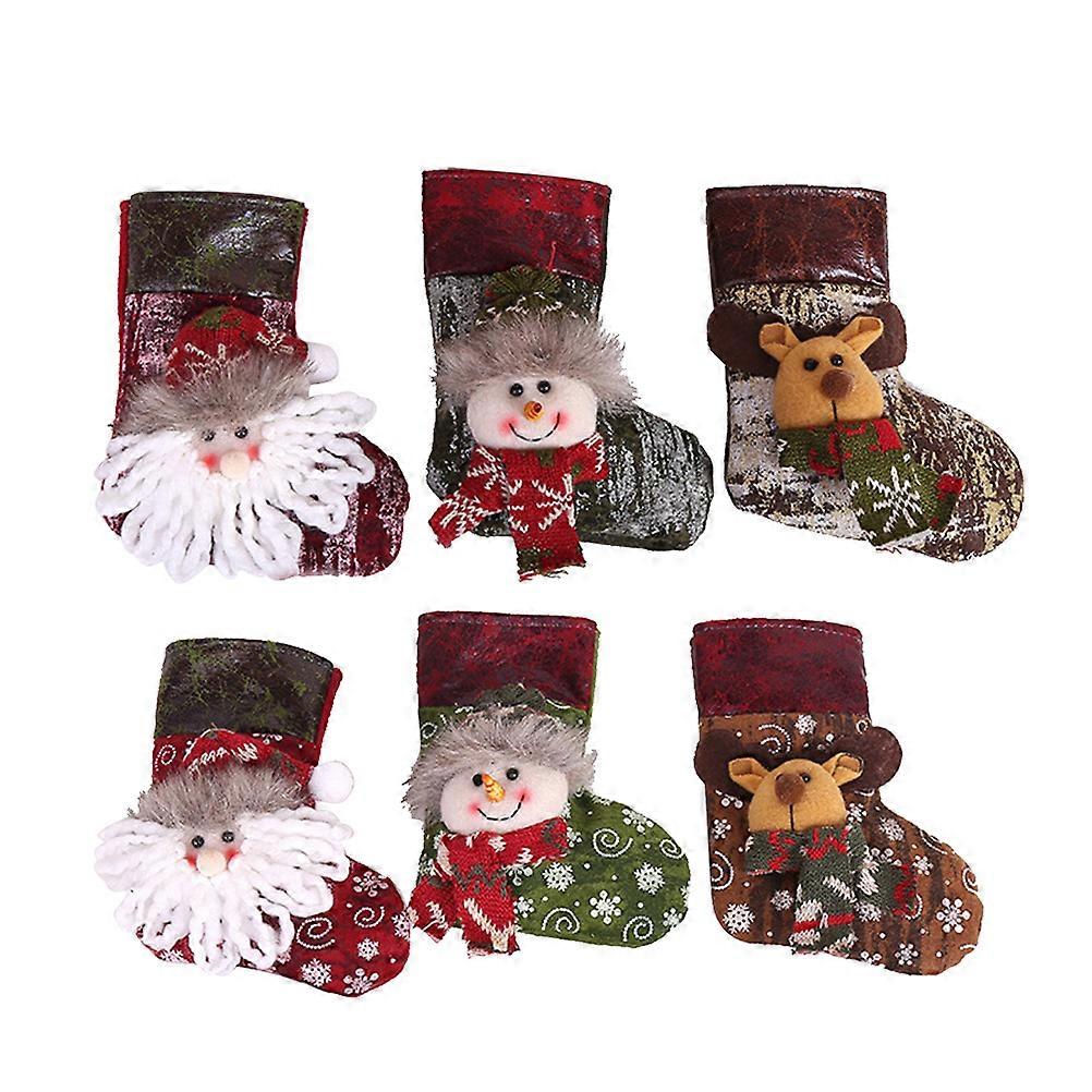 Χιονάνθρωπος διακοσμήσεις κεντημένη νιφάδα χιονιού κάλτσα εορταστική διακόσμηση 6Pcs ύφασμα