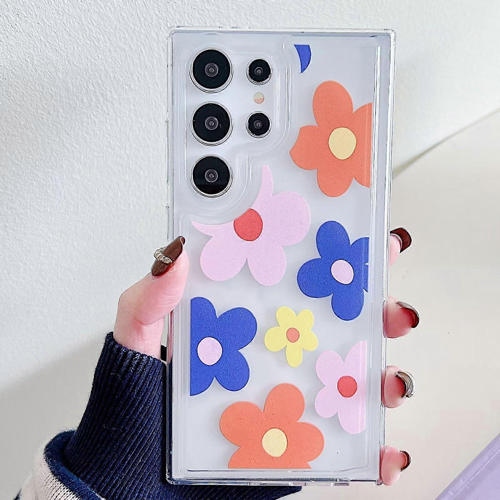 Transparent Silicone Case For Samsung Galaxy S23 Ultra Pattern F Clear Lightweight Shockproof Flower Design